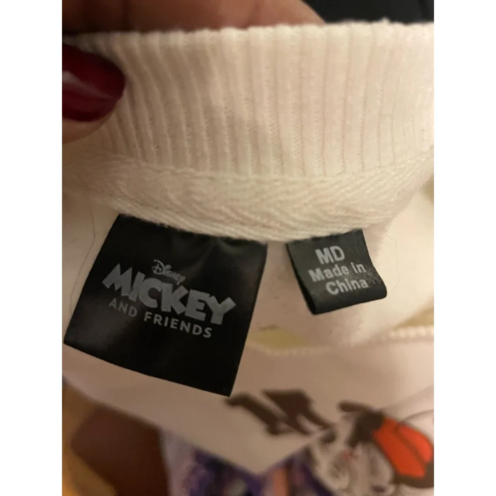 Women's Disney Mickey & Friends Sweatshirt Size M Cream Retro Vintage Look